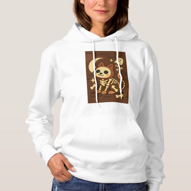 Spooky Skeleton Cat and Ghost  Hoodie (Vorderseite)