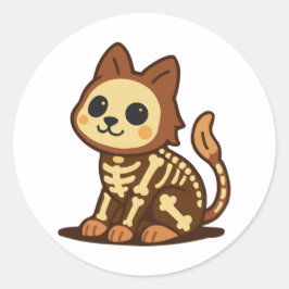 Spooky Skeleton Cat  Runder Aufkleber