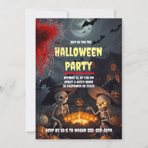 Spooky Skeleton Custom Halloween-Party Einladung