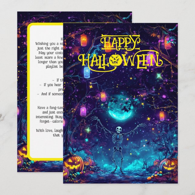 Spooky Skeleton Dance Card Einladung (Vorne/Hinten)