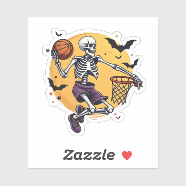 Spooky Skeleton Dunking Basketball Friedhof Hallo Aufkleber (Blatt)