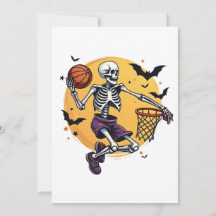 Spooky Skeleton Dunking Basketball Friedhof Hallo Einladung