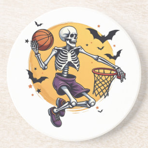 Spooky Skeleton Dunking Basketball Friedhof Hallo Getränkeuntersetzer