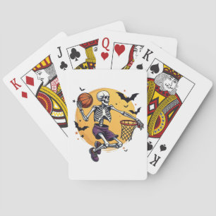 Spooky Skeleton Dunking Basketball Friedhof Hallo Spielkarten