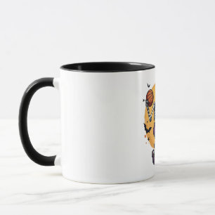 Spooky Skeleton Dunking Basketball Friedhof Hallo Tasse