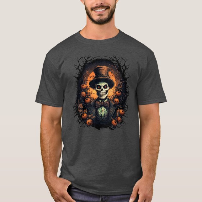 Spooky Skeleton Gentleman Halloween Men T-Shirt (Vorderseite)
