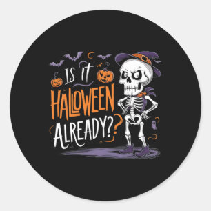 Spooky Skeleton Ghost ist es Halloween bereits Runder Aufkleber