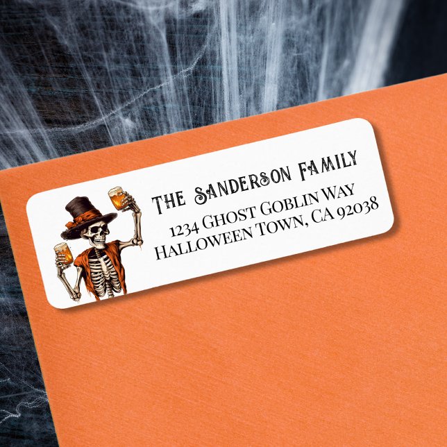 Spooky Skeleton Halloween-Party-Adresse (Spooky Skeleton Halloween Party Label)
