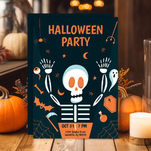 Spooky Skeleton Halloween-Party Einladung