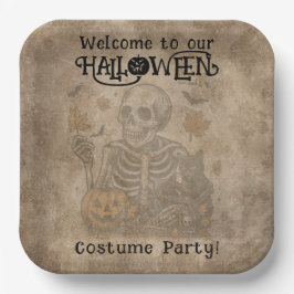 Spooky Skeleton Halloween-Party Pappteller