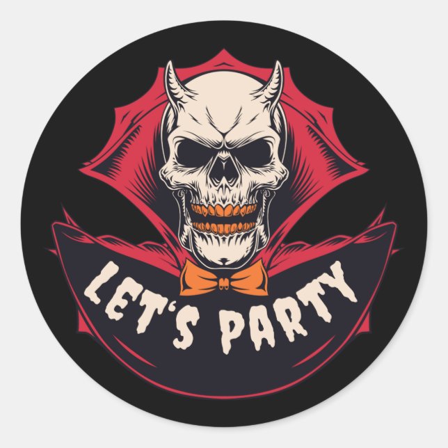 Spooky Skeleton Halloween-Party Runder Aufkleber (Vorderseite)
