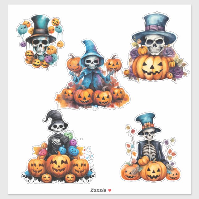 Spooky Skeleton Halloween Vinyl Cut Stickers Aufkleber (Blatt)
