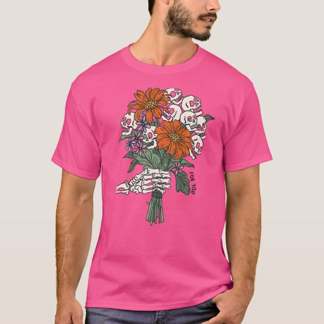 Spooky Skeleton Hand Blumenschmuck Hallowee T-Shirt (Vorderseite)