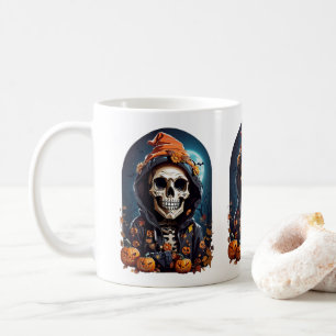 Spooky Skeleton mit Bösen Pumpkins Kaffeetasse