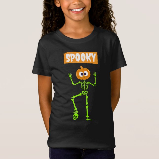Spooky Skeleton mit einem Kürbiskopf T-Shirt (Vorderseite)