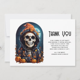 Spooky Skeleton mit Evil Pumpkins Danke