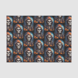 Spooky Skeleton mit Evil Pumpkins Pattern Seidenpapier