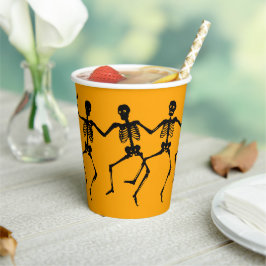 Spooky Skeleton Orange & Black Halloween Paper Cup Pappbecher