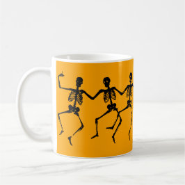 Spooky Skeleton Orange & Black Halloween Tasse