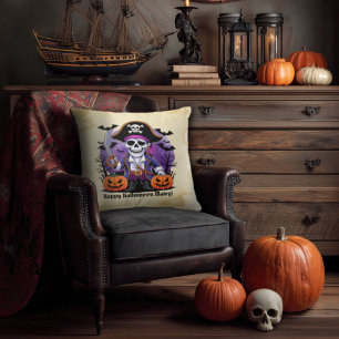 Spooky Skeleton Pirate Happy Halloween Matey Kissen