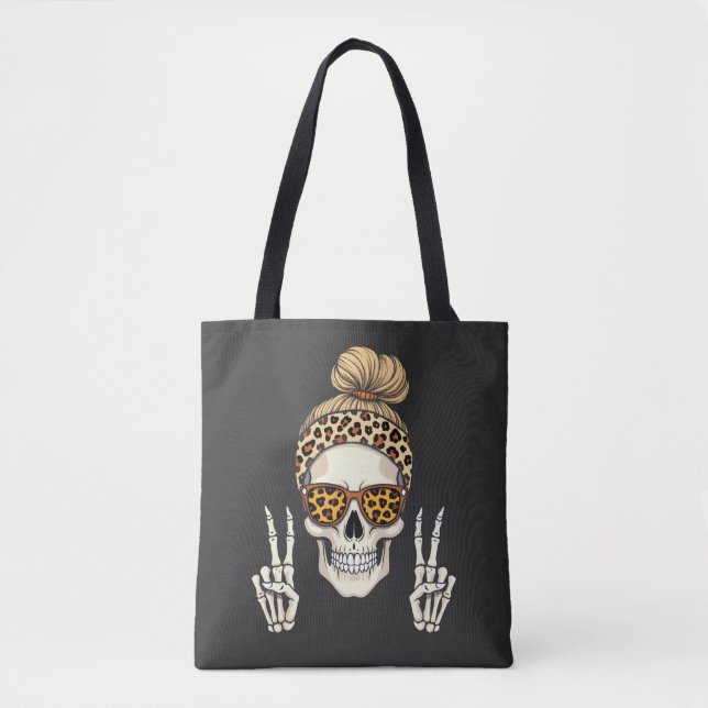 Spooky Skeleton Skull Leopard Halloween-Mama (Vorderseite)
