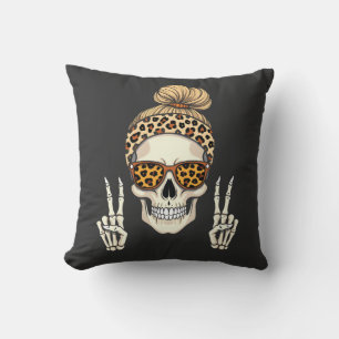Spooky Skeleton Skull Leopard Halloween-Mama Kissen