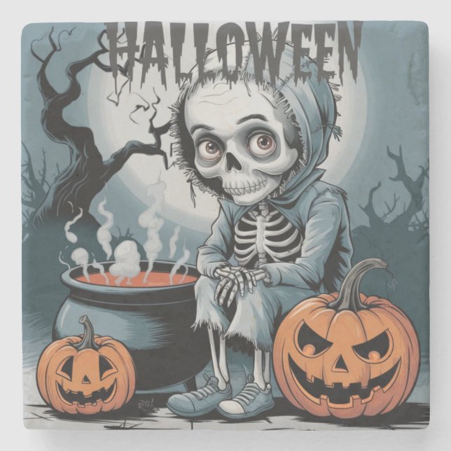 Spooky Skeleton Steinuntersetzer (Vorderseite)