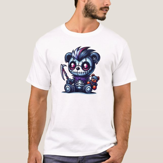 Spooky Skeleton Teddy Bar T-Shirt (Vorderseite)