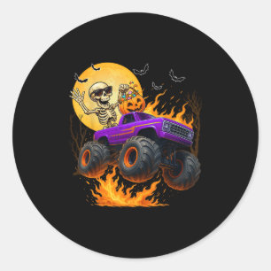 Spooky Skeletter Reiten Monster Lkw Halloween Cos Runder Aufkleber