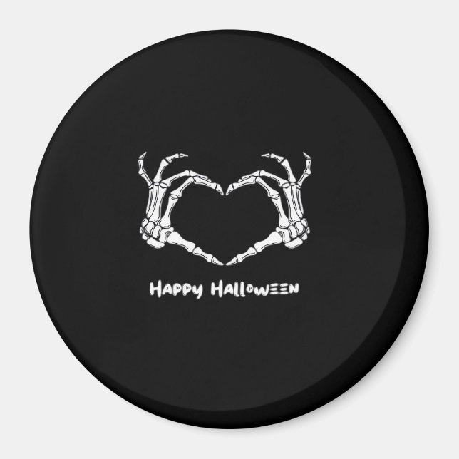 Spooky Skeletton Handherz mit "Happy Halloween" Magnet (Vorne)