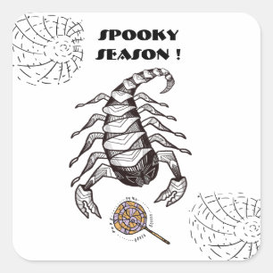 Spooky-Skorpion Quadratischer Aufkleber