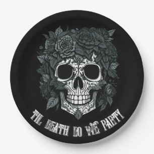 Spooky Skull Day of the Dead halloween Knochen Pappteller