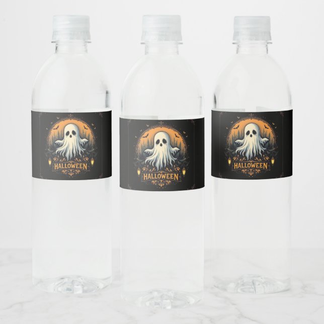 Spooky Skull Halloween Goth Water Flasche Labels Wasserflaschenetikett (Flaschen)