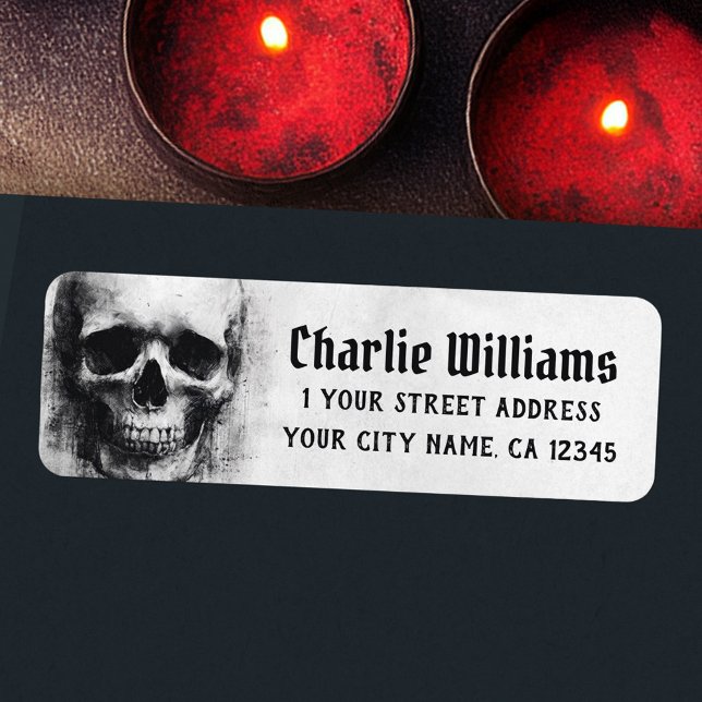 Spooky skull Halloween return address (Spooky skull Halloween return address Label)