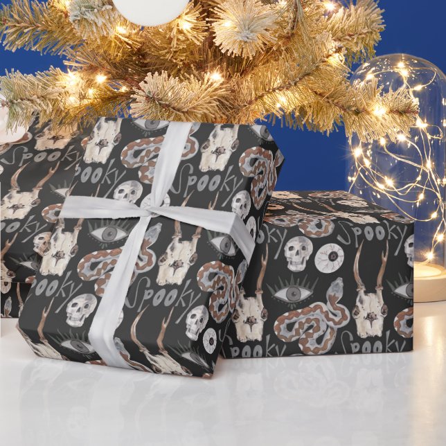 Spooky Skull Schlange Eye Black Geschenkpapier (Feiertage)
