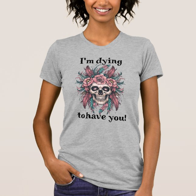 Spooky Skull Shirt Halloween-bearbeiteter Text (Vorderseite)