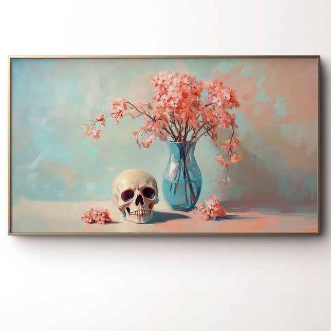 Spooky Skull und Pink-Blume Poster (Von Creator hochgeladen)