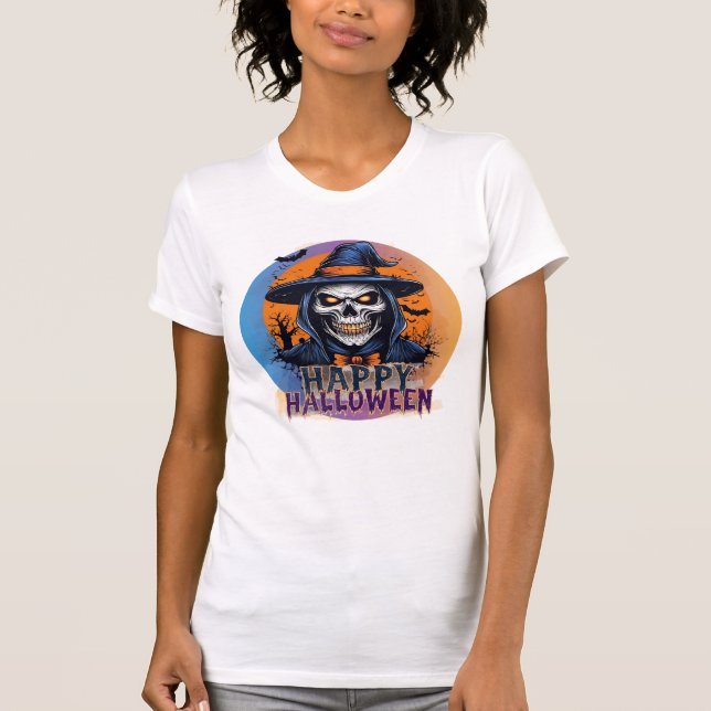 Spooky Skull Witch Halloween Art-88888 T-Shirt (Vorderseite)