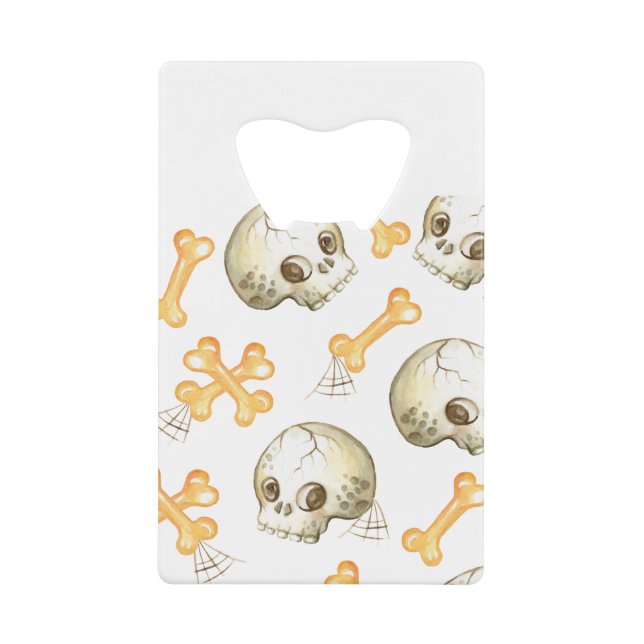 Spooky skulls and bones Halloween pattern Geldbeutel Flaschenöffner (Vorderseite)