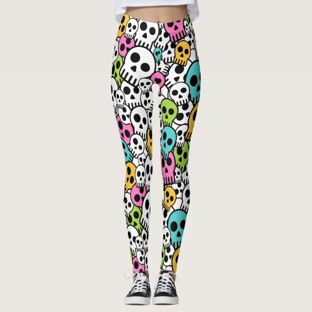 Spooky Skulls Halloween Leggings (Vorderseite)