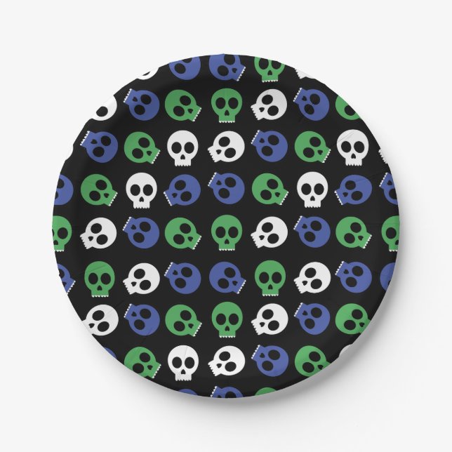 Spooky Skulls Halloween Pappteller (Vorderseite)