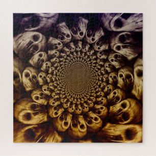 Spooky Skulls Lila Schwarzer Abstrakter Pop Kunst Puzzle