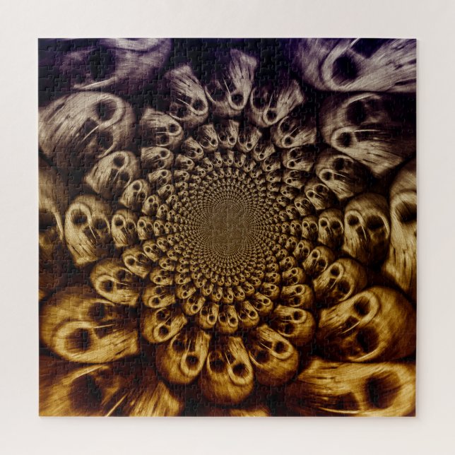 Spooky Skulls Lila Schwarzer Abstrakter Pop Kunst Puzzle (Vertikal)