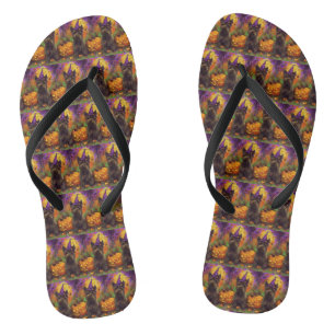 Spooky Skye Terrier Dog Halloween Hexenkürbis Flip Flops
