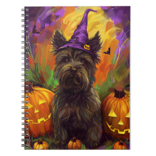 Spooky Skye Terrier Dog Halloween Hexenkürbis Notizblock