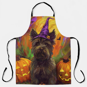 Spooky Skye Terrier Dog Halloween Hexenkürbis Schürze