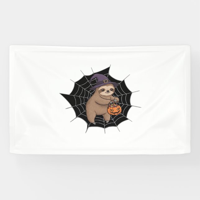 Spooky Sloth Halloween Spaß - Niedlicher Trick ode Banner (Horizontal)