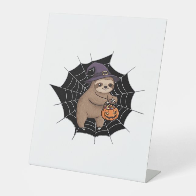 Spooky Sloth Halloween Spaß - Niedlicher Trick ode Sockelschild (Vorderseite)