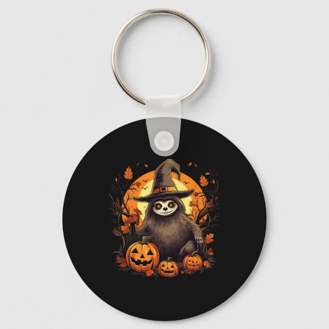 Spooky Sloth Hexe Halloween Schlüsselanhänger (Vorderseite)