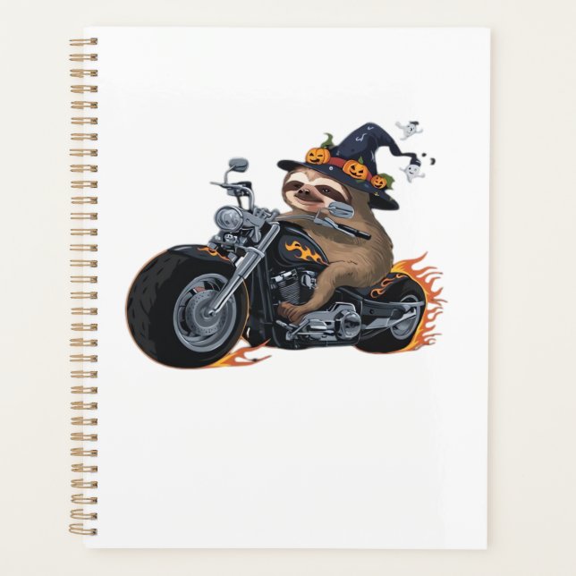 Spooky Sloth Motorcycle Ride Halloween Biker Fun C Planer (Vorderseite)